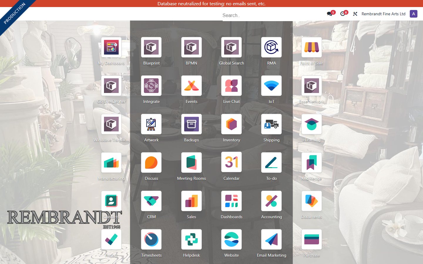 Test Odoo dashboard