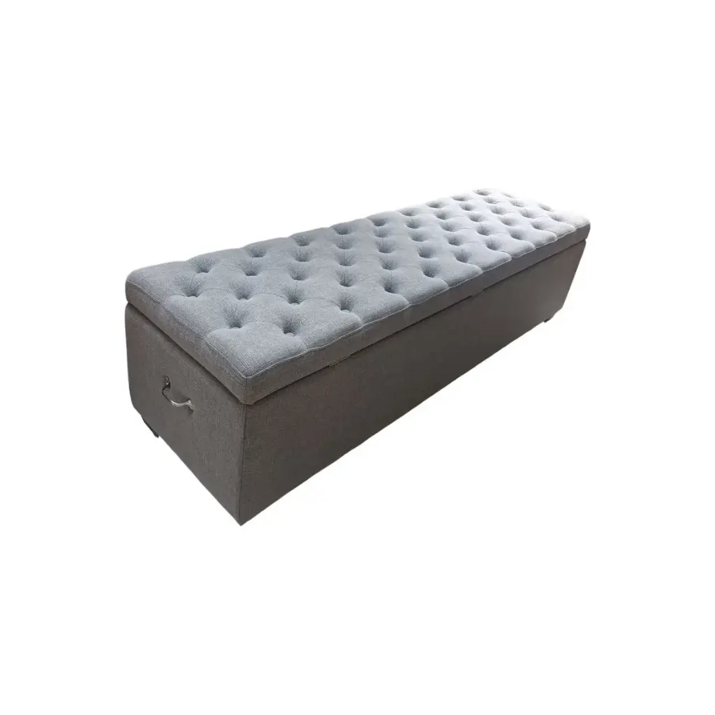 LAMBTON LINEN OTTOMAN BLANKET BOX - GREY LINEN