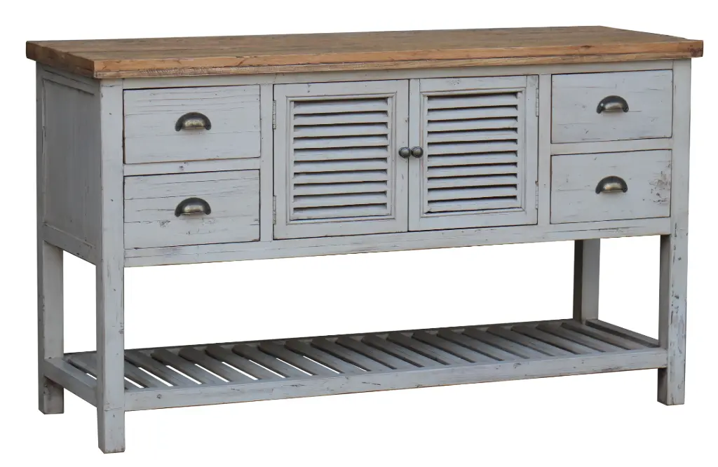 BUFFET - GRET W/ NATURAL OAK TOP