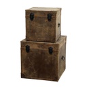 VINTAGE LEATHER TRUNKS S/2