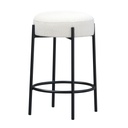 BARSTOOL W/ WHITE BOULCE FABRIC/BLACK STEEL FRAME