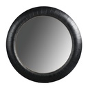 BLACK OAK & GOLD ROUND MIRROR - OAK VENEER/MDF