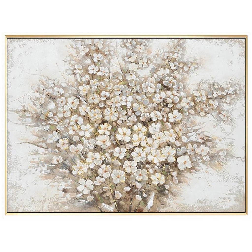 HAND PAINTED FLOWER PAINTING - GOLD FRAME