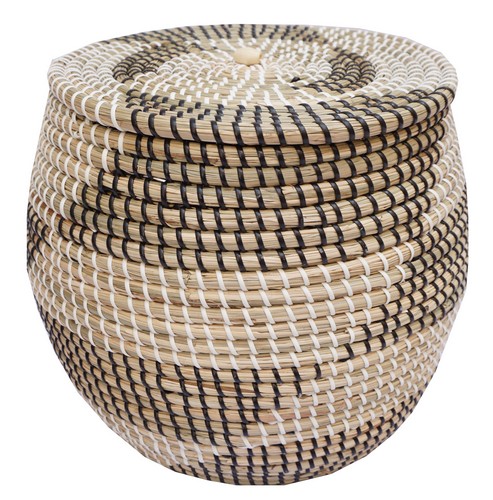SEAGRASS BASKET WITH PLASTIC WEAVING