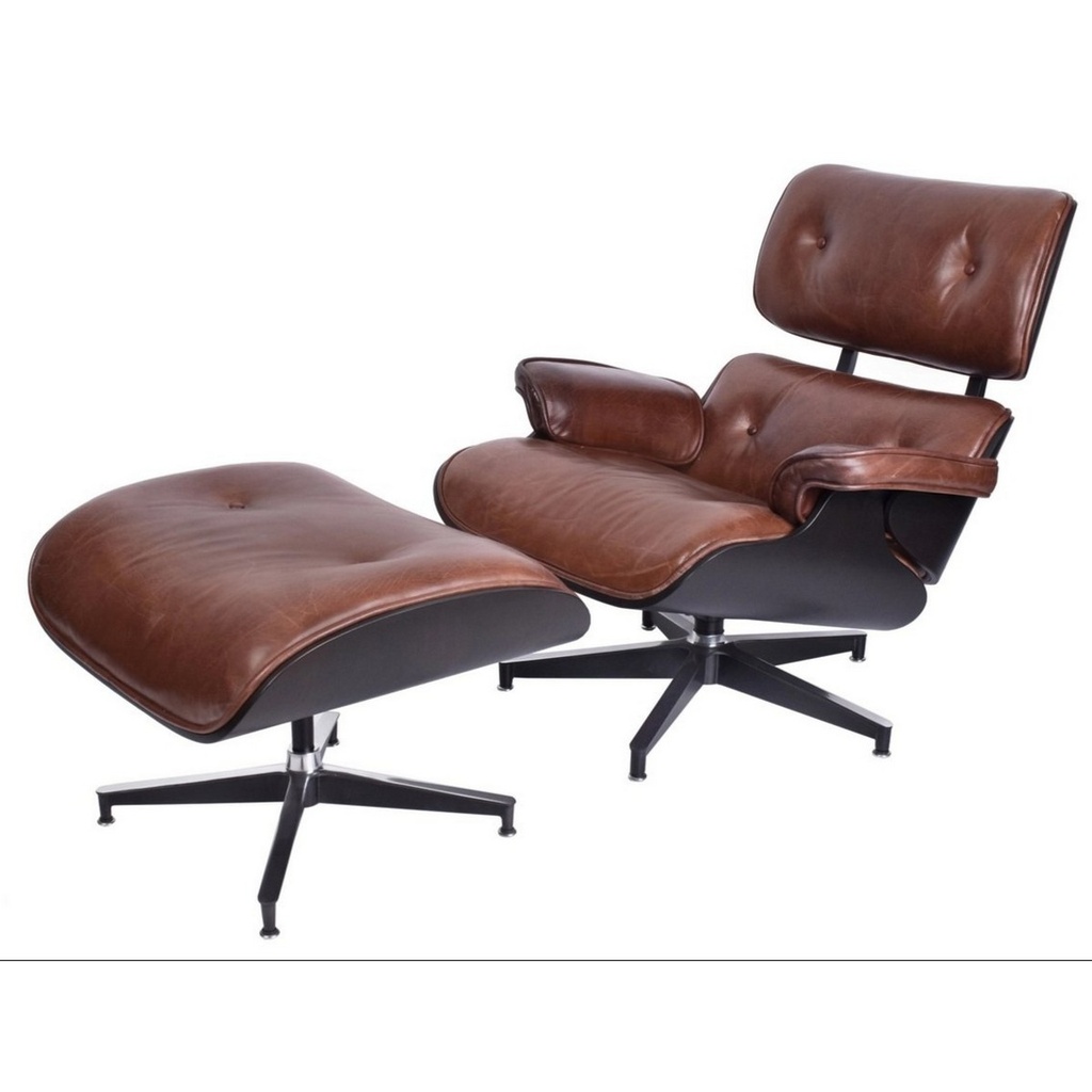 EAMES CHAIR & FOOTSTOOL VINTAGE CIGAR