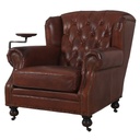 CHURCHILL ARMCHAIR W/ DRINK HOLDER - VINTAGE CIGAR BROWN