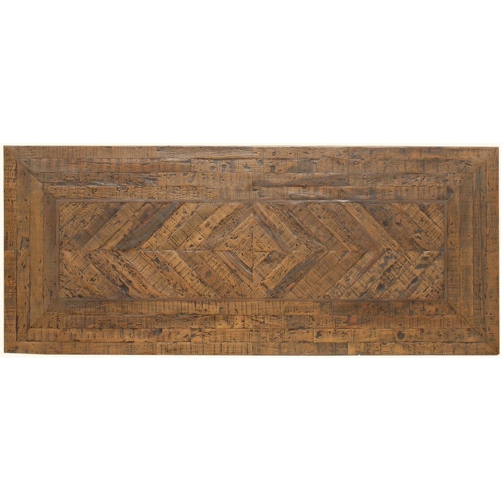CHEVRON PARQUET DINING TABLE WITH FORGED STEEL LEGS - WALNUT