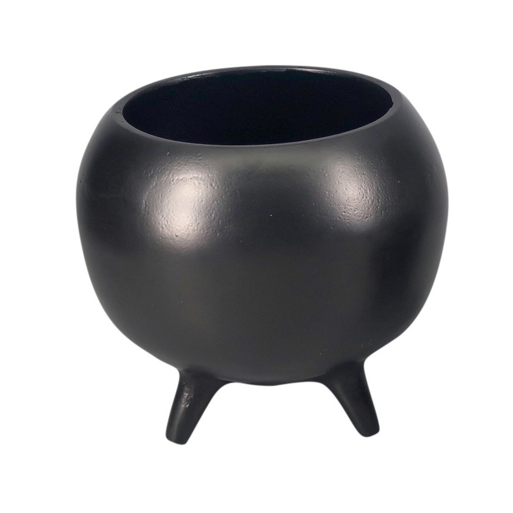 ALU POT ON 3 LEGS (L) - BLACK
