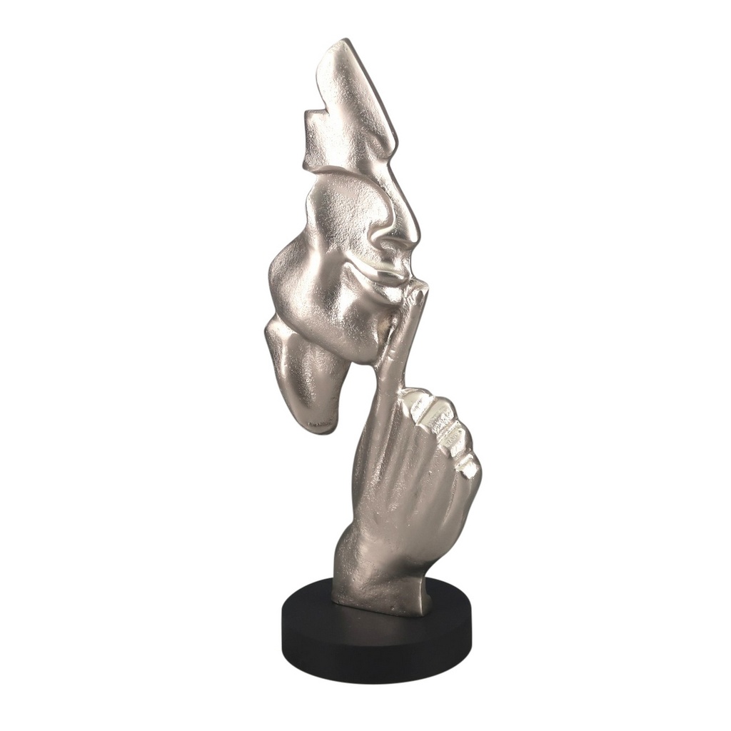 ALU SILENCE SCULPTURE ON BLACK MDF BASE - SILVER