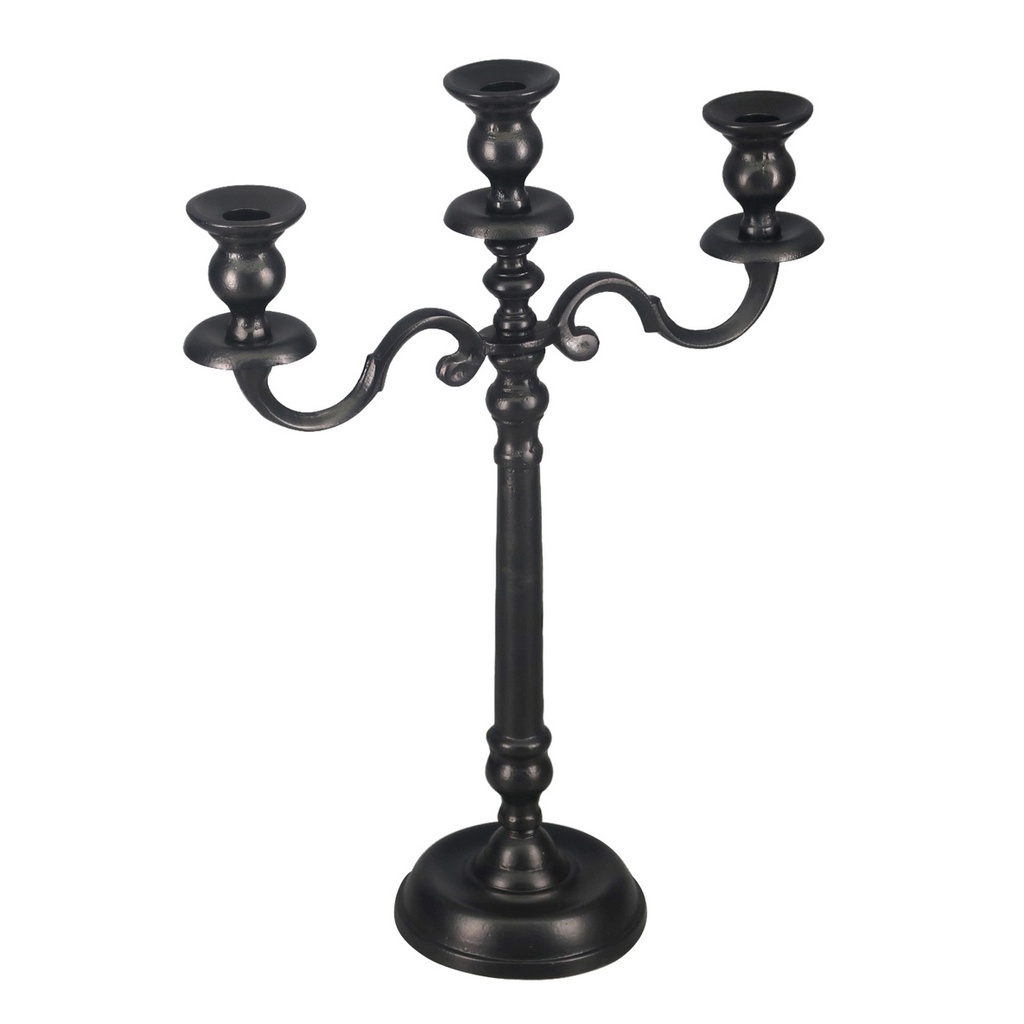 ALU THREE CANDLE HOLDER, PACKED KD - BLACK