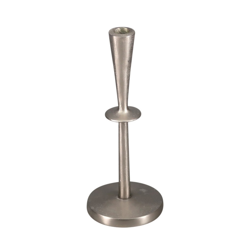 ALU 1 TIER ROUND CANDLE HOLDER - SILVER