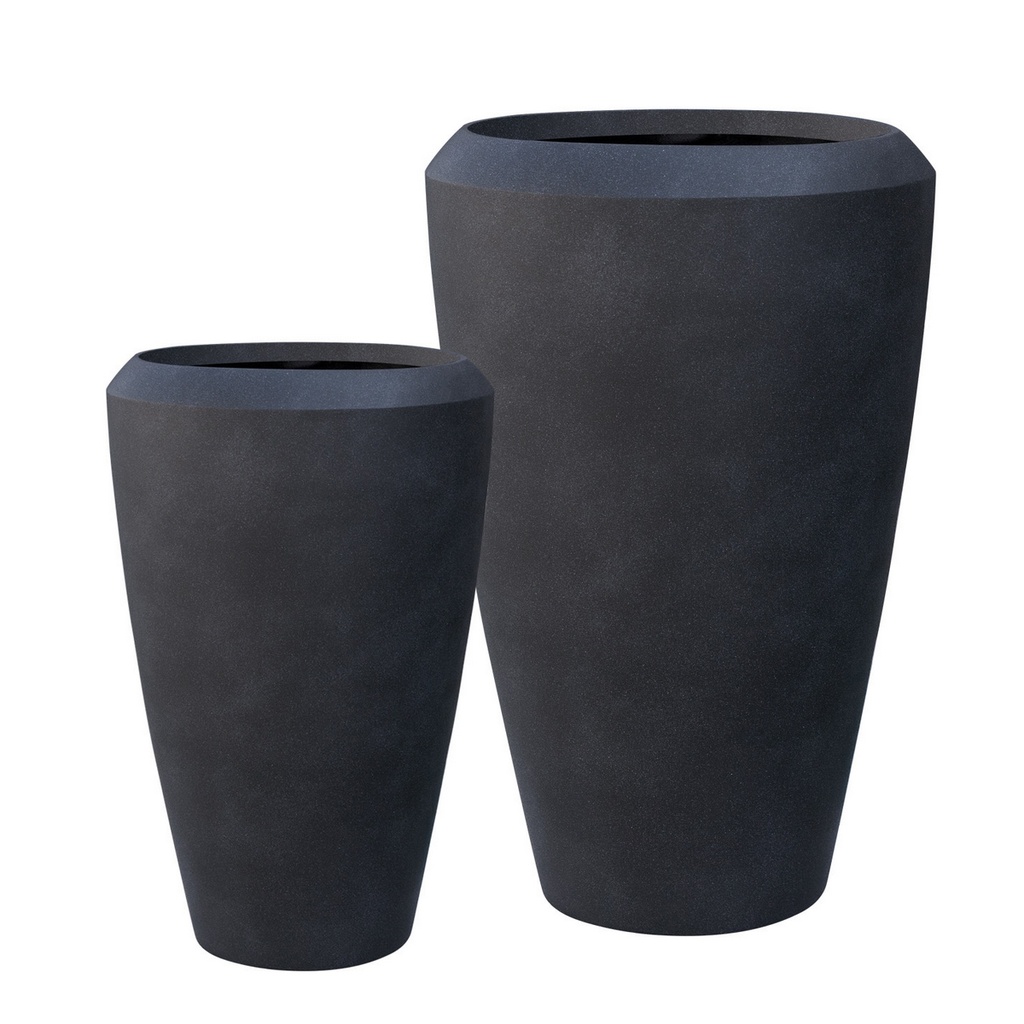 ARTEMIS STONE LITE PLANTER SET/2 - COAL BLACK