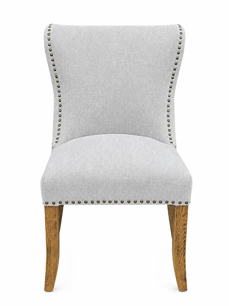 CHARLESTON BUTTONED BACK DINING CHAIR - GREY LINEN