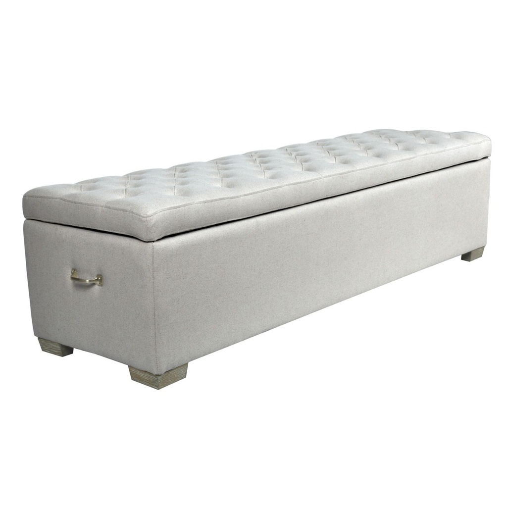LAMBTON LINEN OTTOMAN BLANKET BOX - SALT & PEPPER