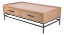 COFFEE TABLE W/ 4 DRAWERS - OAK/METAL