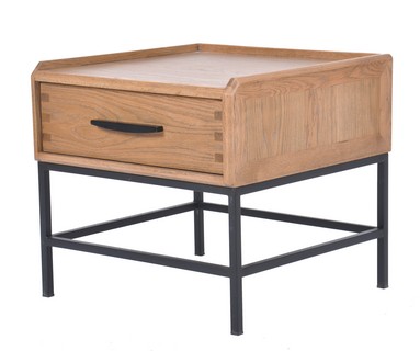 SIDE TABLE / BEDSIDE - OAK/METAL