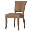 CAIRO DINING CHAIR - TOP GRAIN LEATHER W/ HERRINGBONE FABRIC BACK & ASHWOOD LEGS
