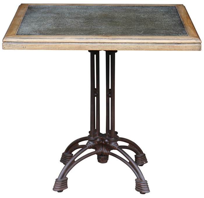 SQUARE CAFE TABLE WITH ZINC TOP