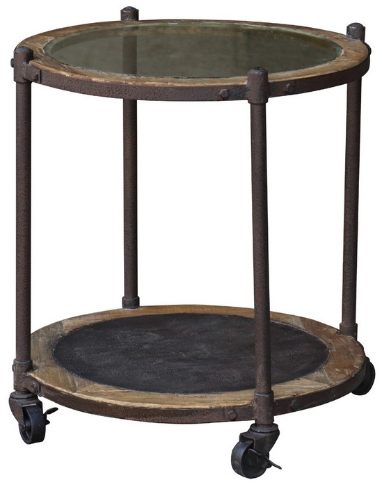 SIDE TABLE - GLASS TOP/METAL SHELF