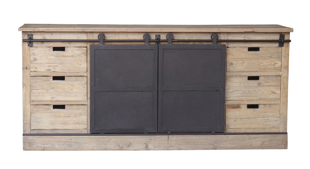 BUFFET WITH METAL BARN SLIDING DOORS