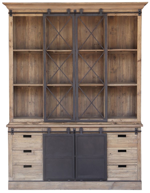 WALL UNIT WITH SLIDING BARN DOORS