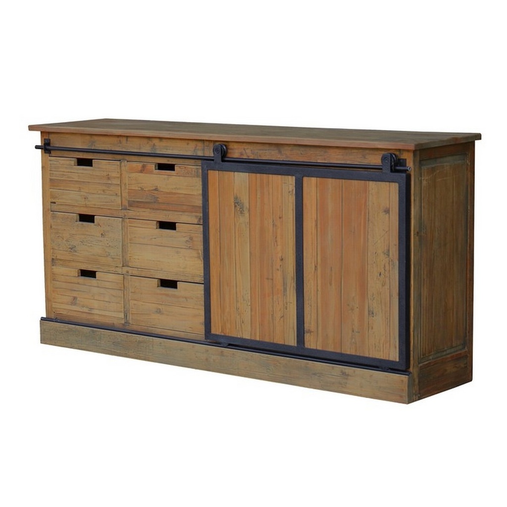 BUFFET W / SLIDING DOOR - OLD PINE / IRON