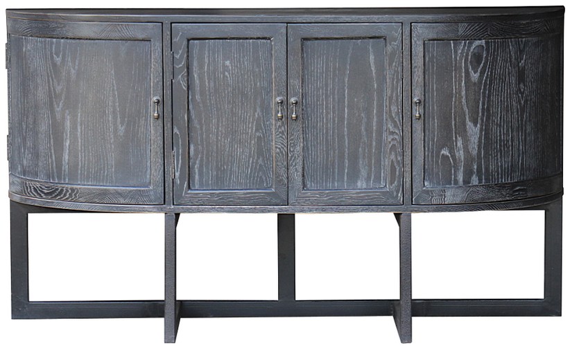 4 DOOR HALL TABLE WITH METAL BASE OAK WOOD /     IRON