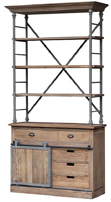 WALL UNIT W/ SLIDING DOOR - OLD ELM