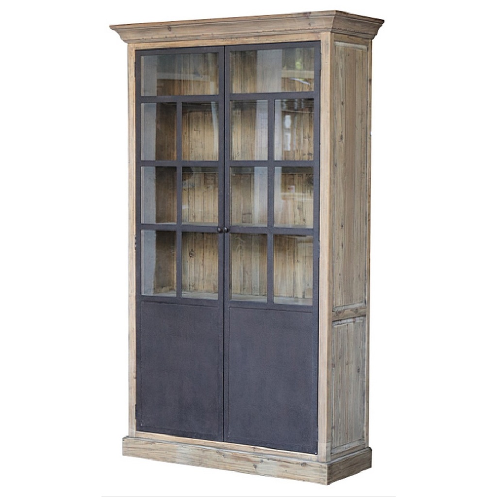 WALL UNIT W/ METAL  DOORS - OLD PINE /    IRON