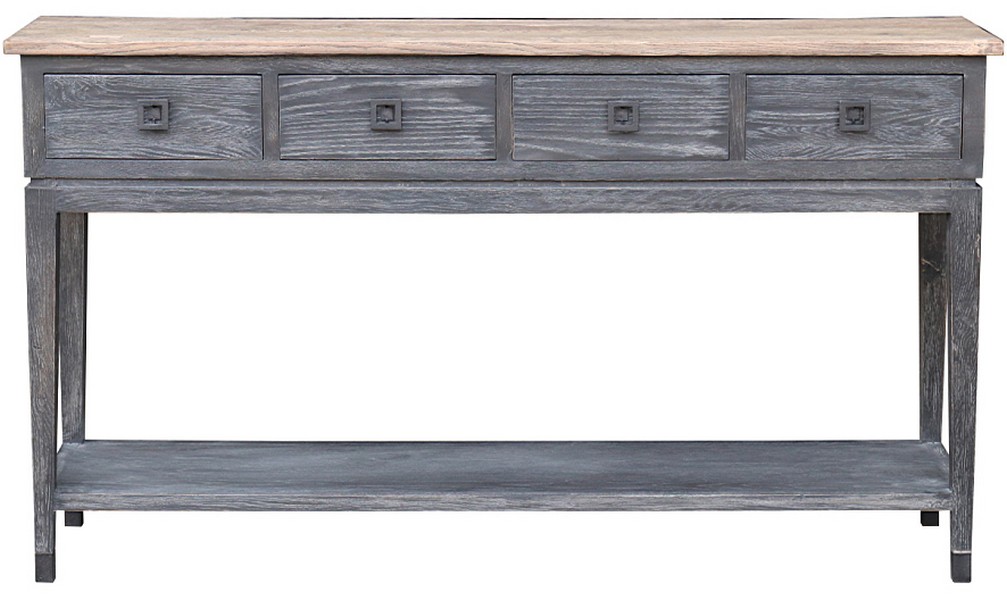 OAK CONSOLE 4 DRAWERS W/ SHELF