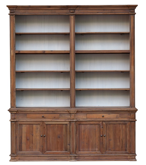 LIBRARY CABINET OLD PINE W/CREAM BACK