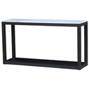 MARBLE TOP HALLTABLE - BLACK OAK BASE - OLD PINE/WHITE MARBLE