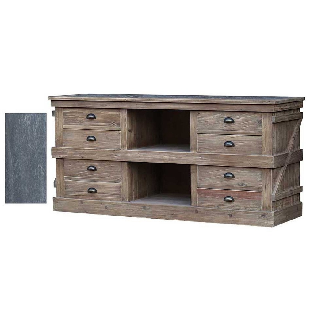 KITCHEN BUFFET W / ZINC TOP - OLD PINE