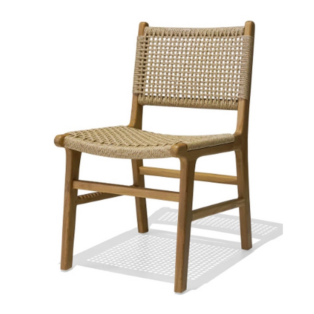RECLAIMED OAK & RATTAN DINING CHAIR - OAK