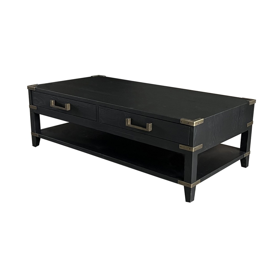 HARLEQUIN COFFEE TABLE 2 THROUGH DRAWERS  - OLD PINE / METAL FITTINGS