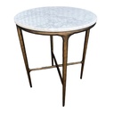 WHITE MARBLE / IRON SIDE TABLE