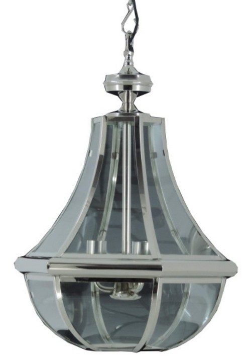 GLASS PENDANT  - NICKLE PLATED / CLEAR GLASS