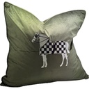 SNUGG & CO. CUSHION COVER - HORSE EMBROIDERY CUSHION COVER - GREEN VELVET