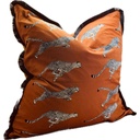 SNUGG & CO. CUSHION COVER - LEOPARD PRINTED CUSHION COVER - ORANGE VELVET