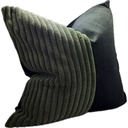 SNUGG & CO. CUSHION COVER - PATCHWORK CUSHION COVER - BLACK GREEN CORDUROY VELVET