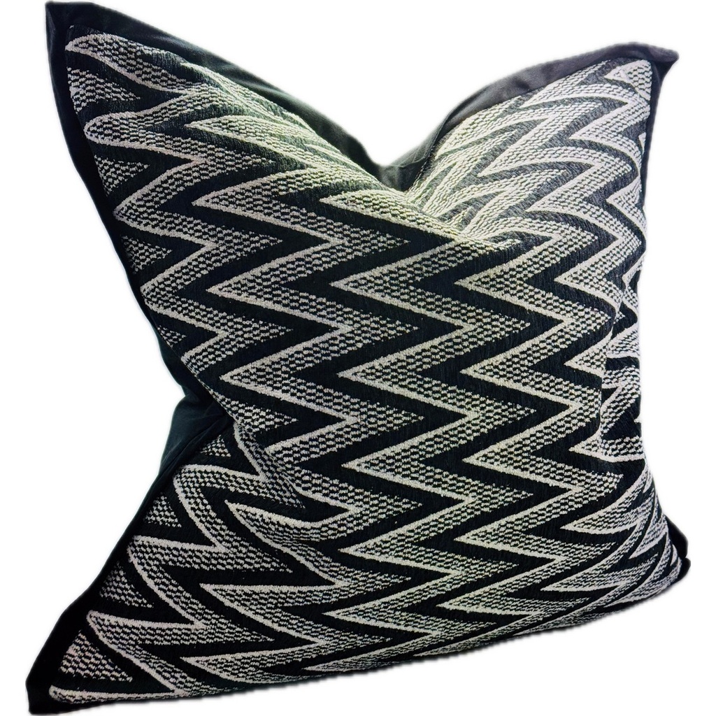 SNUGG & CO. CUSHION COVER - JACQUARD CUSHION COVER - BLACK WHITE JACQUARD