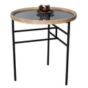 WOODEN & METAL SIDE TABLE - NATURAL/BLACK