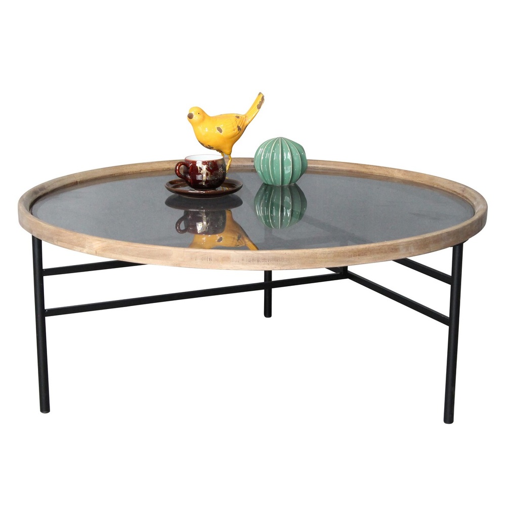 WOODEN & METAL COFFEE TABLE - NATURAL/BLACK