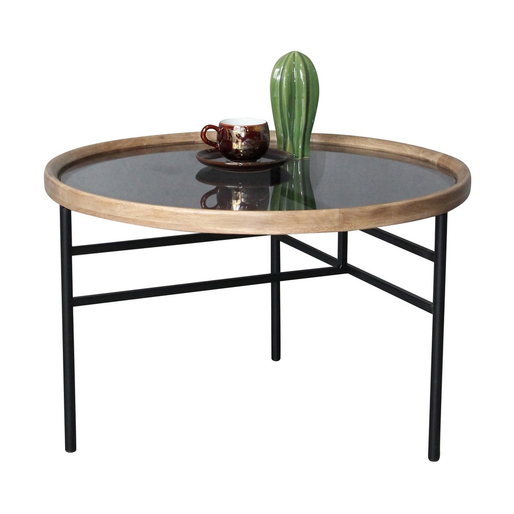 WOODEN & METAL COFFEE TABLE - NATURAL/BLACK