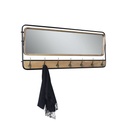 WALL MIRROR W/COAT HOOKS - NATURAL/BLACK