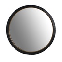 BLACK OAK & GOLD ROUND MIRROR - OAK VENEER/MDF