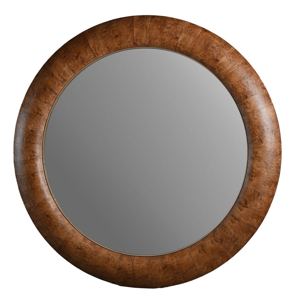 WALNUT ROUND MIRROR - VENEER/MDF