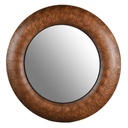 WALNUT ROUND MIRROR - VENEER/MDF