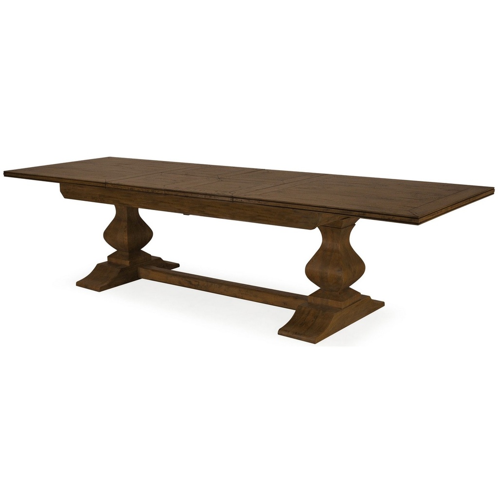 BOSQUET PEDASTAL DOUBLE EXT TABLE - RUSTIC DARK