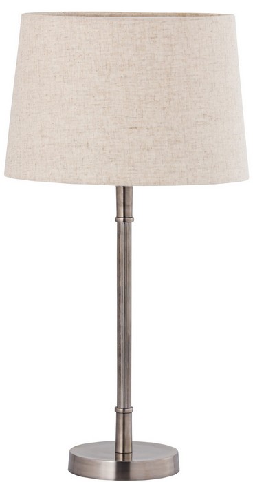 TABLE LAMP & SHADE - SILVER ANTIQUE / NATURAL LINEN